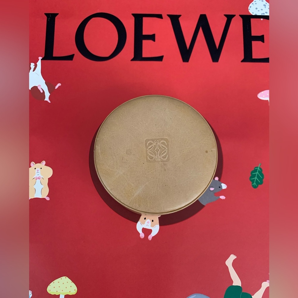 Loewe Tan Round Leather Jewelry Box/Case